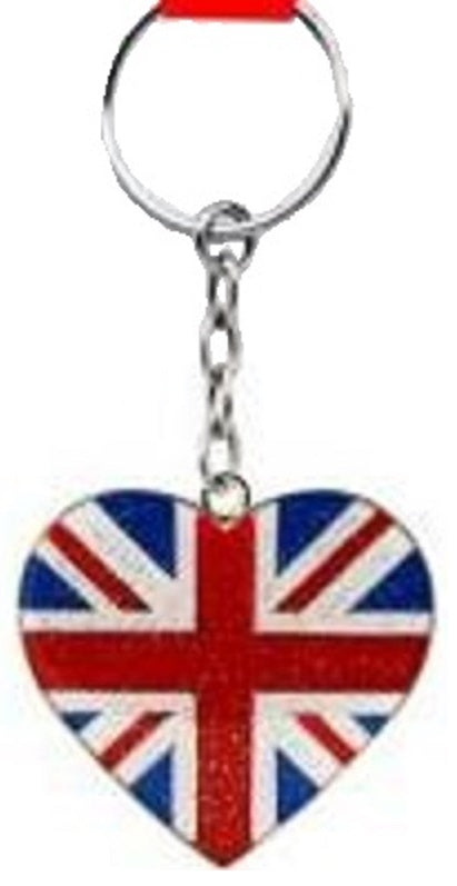 Union Jack Flag Love Heart Glitter Keyring Keychain Souvenir Gift UK GB British