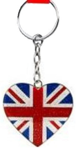 Union Jack Flag Love Heart Glitter Keyring Keychain Souvenir Gift UK GB British