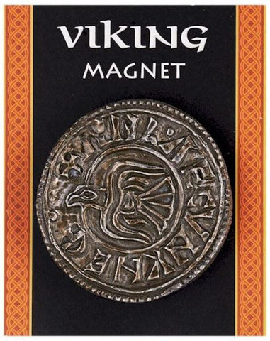 Viking Coin Fridge Magnet Silver Resin Pagan Norse Raven Runes Reproduction Gift