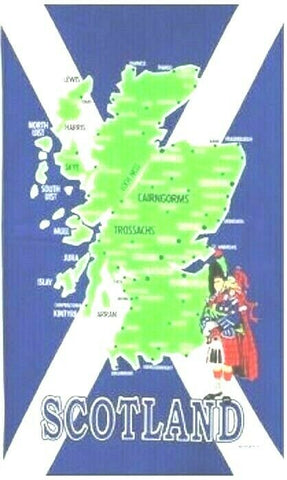 Scottish Tea Towel Scotland Map Souvenir Gift Saltire St Andrews Flag Piper