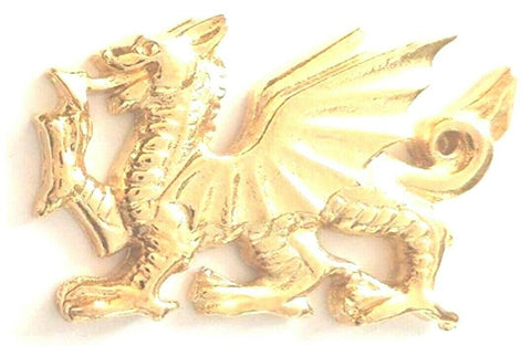 Welsh Dragon Pewter Badge Pin Gold Plated