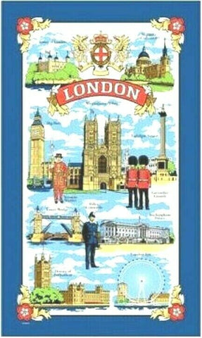 London Tea Towel Souvenir Gift Scenes Big Ben Nelson Tower Bridge Landmarks