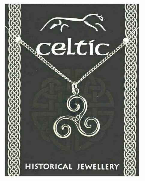 Celtic Triskele Triple Spiral Pendant Pewter