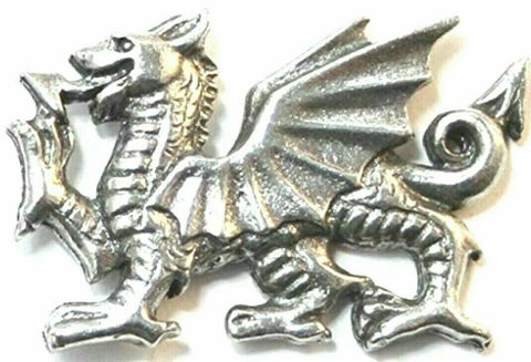 Welsh Dragon Silver Pewter Badge