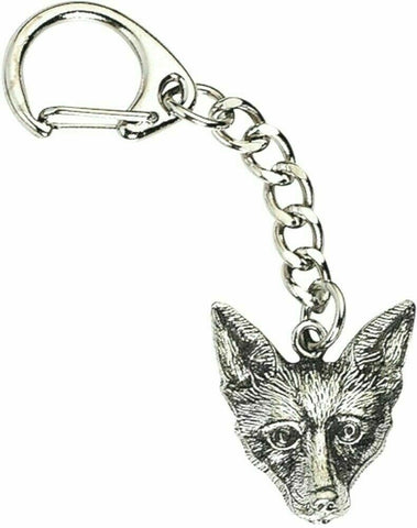Silver Pewter Foxes Head Keyring
