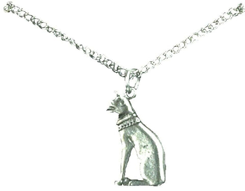 Silver Pewter Egyptian Cat Necklace 