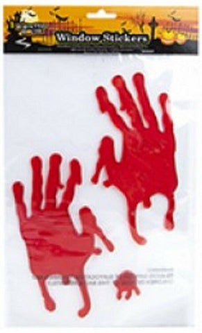 Halloween Party Red Bloody Hands Gel Glass Window 