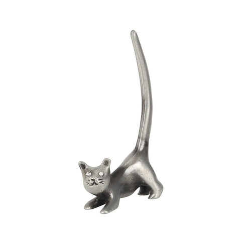 Metal Cat Ring Holder  Iron Holds Rings Can be used as a cute standing ornament Place on desk, vanity drawers, shelves and more Keep your rings safe and in one place 9cm x 5cm x 2cm  Cute and quirky alternative to a jewellery box.  Ideal gift for cat lovers.