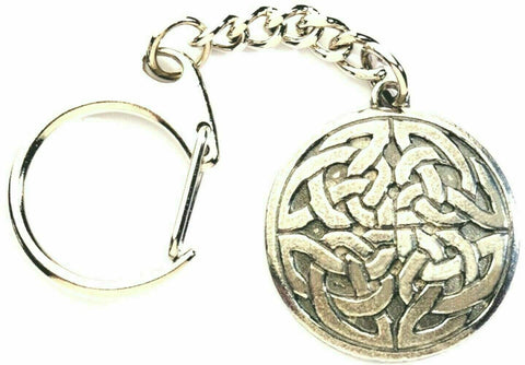 Celtic Triquetra Knot Keyring Interlaced Disc Pewter Souvenir Gift Pagan Wiccan