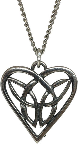 Celtic Love Heart Triquetra Knot Pendant   Pewter - Polished Silver Colour Size: 2.4cm Approx Made in the UK by Westair Reproductions Pewter Chain   A beautiful Celtic Love Heart Triquetra pendant attached to an information card. Makes an ideal gift for the Pagan in your life or as a gift for friends and family.