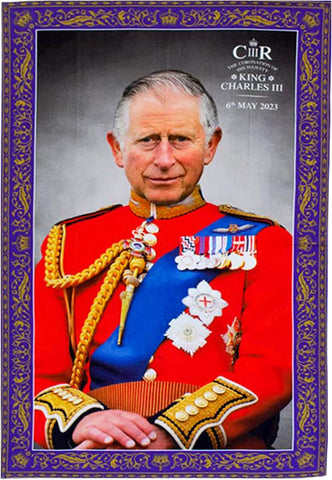 King Charles III Tea Towel  Commemorative 100% Cotton Size: 70cm x 40cm Approx Machine Washable  Celebrate the Coronation of King Charles III on 6th May 2023 with this commemorative souvenir tea towel.  Ideal gift for friends and family