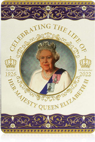 Queen Elizabeth II Commemorative Fridge Magnet  Commemorative Gift Foil Stamped Size: 8.3cm x 5.8cm  Celebrate the Life of Queen Elizabeth II with this commemorative fridge magnet.  Ideal gift for friends and family