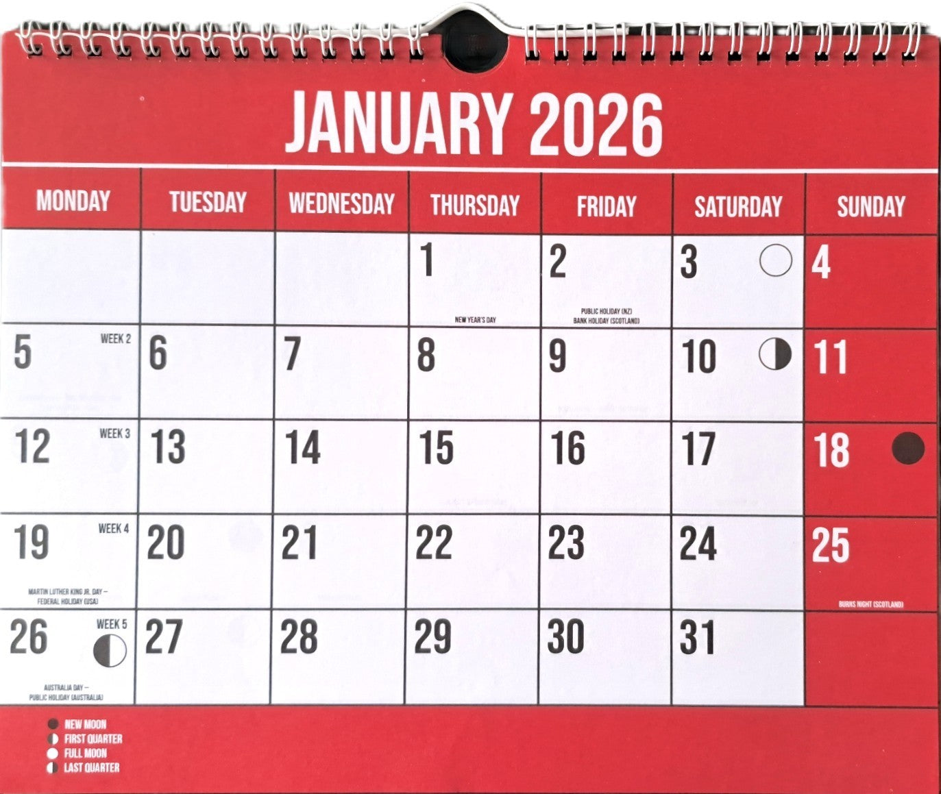 2026 Month to View Wall Planner Organiser Calendar Commercial Office Home Easy