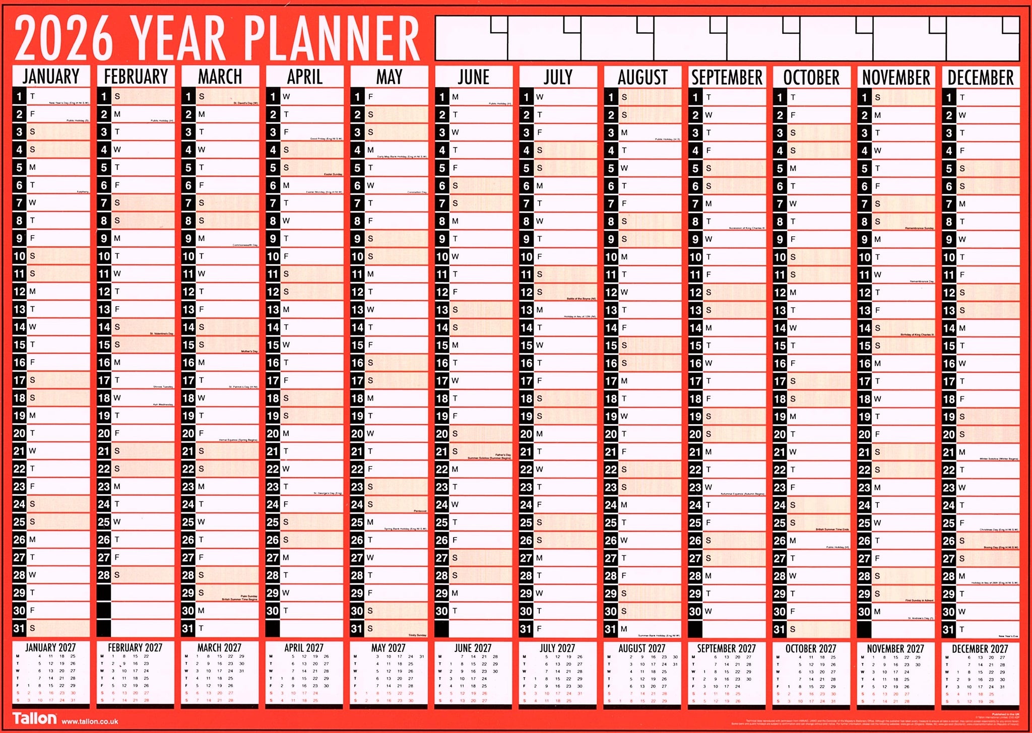 2026 A1 Wall Planner FOLDED Laminated Home Office Commercial Organiser Work