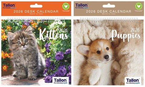 2026 Kittens Puppies Desk Calendar Planner Month to View Home Office Cats Dogs