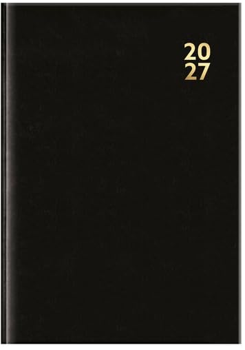 A black hardcover planner or notebook with the year '2027' printed in gold foil in the top right corner, shown against a plain white background.