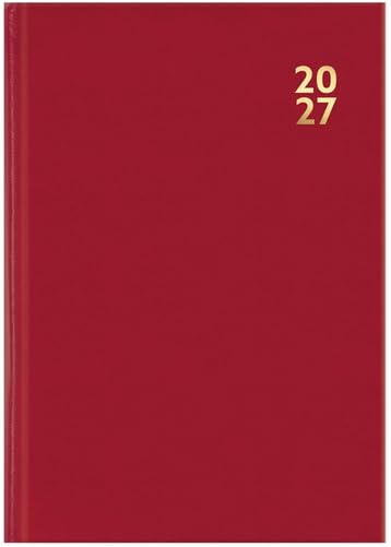 A red hardcover planner or notebook with '2027' printed in gold foil in the top right corner, shown against a white background.