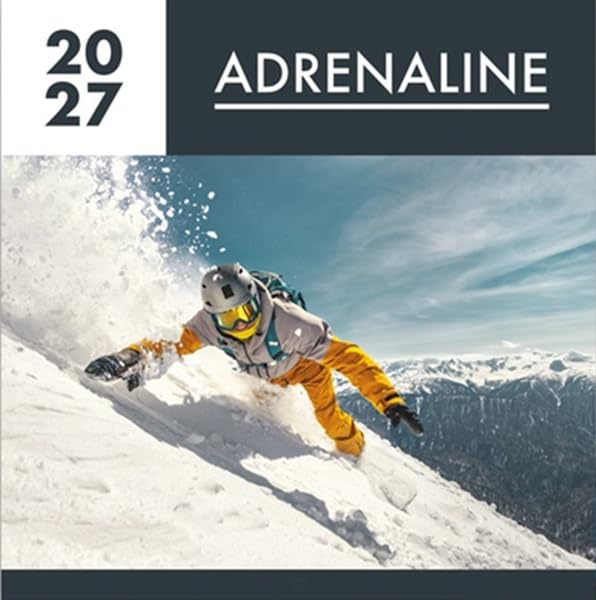 2027 Adrenaline Square Wall Calendar featuring a snowboarder.
