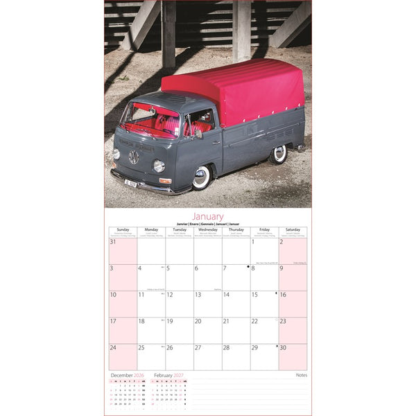 2027 Buses Square Wall Calendar showing January 2027.