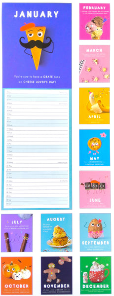 A printable monthly cookie cover set for the year, featuring a large January cover with a cartoon cookie character and writing lines, plus twelve smaller monthly covers from February to December with colorful cookie illustrations.