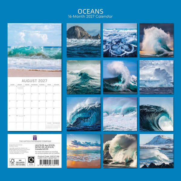 2027 Oceans Square Wall Calendar Back Page