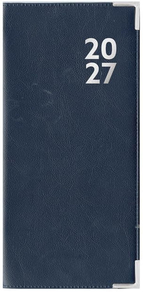 A dark navy blue PVC week to view diary with '2027' printed in white near the top right, shown against a white background.