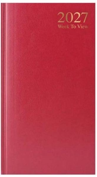 2027 Slimline Hardback Week to View Diary Red