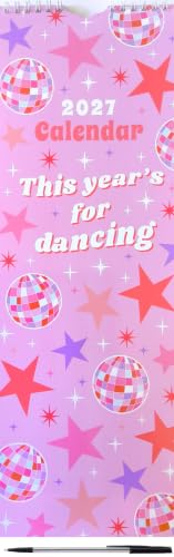 A 2027 calendar cover featuring a pink and purple disco ball and star pattern with the text '2027 Calendar' and 'This year's for dancing'.