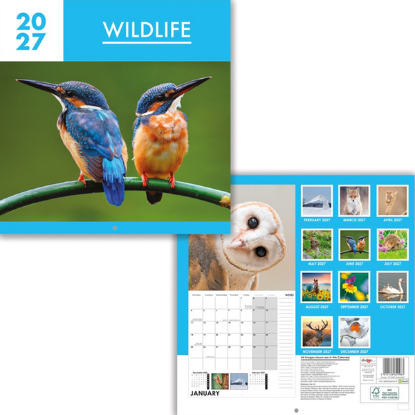 2027 Wildlife Wall Calendar Wild Animals Planner Organiser Birds Nature Summer Winter Natural
