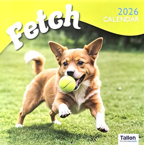 2026 Fetch Dogs Playing Ball Square Wall Calendar 16 Months Cute Animals Pets Home Kitchen Christmas Birthday New Year Puppy Puppies