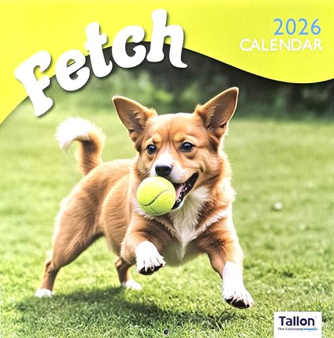 2026 Fetch Dogs Playing Ball Square Wall Calendar 16 Months Cute Animals Pets Home Kitchen Christmas Birthday New Year Puppy Puppies