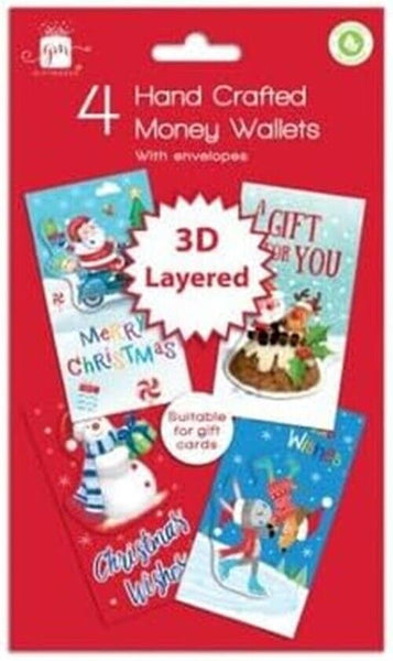 4 Handcrafted Money Wallets Christmas Money Gift Cards Coins Xmas Adults Kids