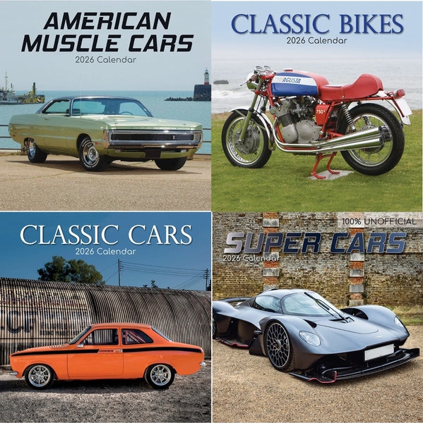 2026 Square Wall Calendars Classic Bikes Cars Motorbikes Super Performance Retro