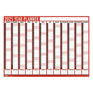 Large A1 Wall Planner - Folded

* Size: A1 84cm x 60cm
* Made by Tallon
* This is produced and folded by the manufacturer.
* We sell a similar item that is rolled up and posted in a tube if you prefer it this way


Keep your home or office organised with this 2025 A1 Wall Planner Laminated Home Office Commercial Organiser.

The organiser is laminated for durability and comes in a stylish red and white colour combination.

This wall planner is perfect for keeping track of important dates, meetings, and tasks