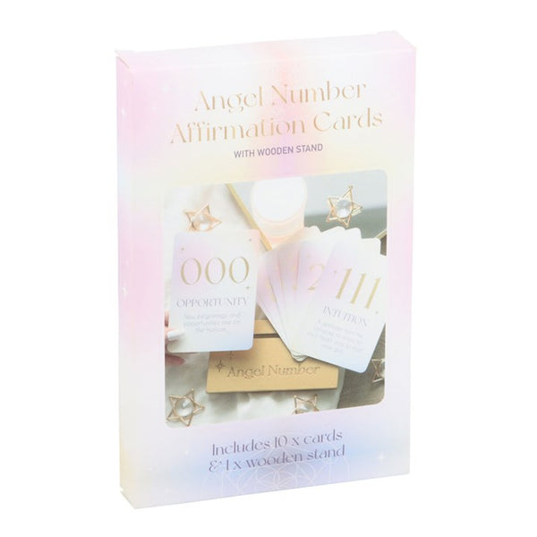 Angel Number Affirmation Cards with Wooden Stand Spirituality Mediumship Positivity