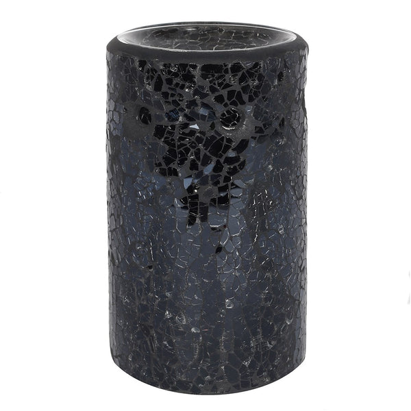Black crackle oil burner from the rear on a white background