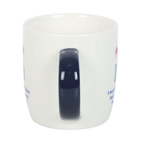 White mug with a dark handle on a white background