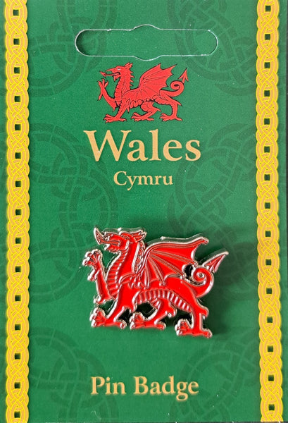 Enamel Welsh Red Dragon Pin Badge Wales Brooch ON Backing Card