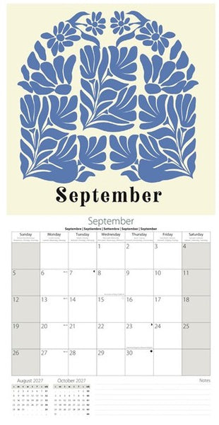 2027 Illustrated Flowers Square Wall Calendar Floral Home Planner Organiser
