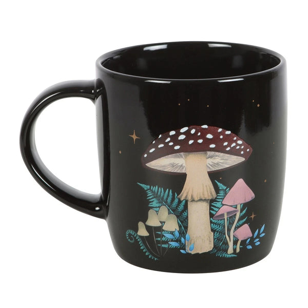 Forest Mushroom Mug

* Black Mug.
* Presentation Box
* Size: 9.3cm x 8.8cm (Not including handle)
* Made by Something Different under the Jones Home &amp; Gift brand


Start your day with a sip of serenity from this rounded mug featuring a magical forest mushroom print. Great for hot drinks on dreamy mornings or quiet evenings under the moonlight. 500ml capacity. Microwave safe. Dishwasher safe.

It is perfect for tea, coffee, or other liquids.

The mug includes a presentation box, making it a great gift fo