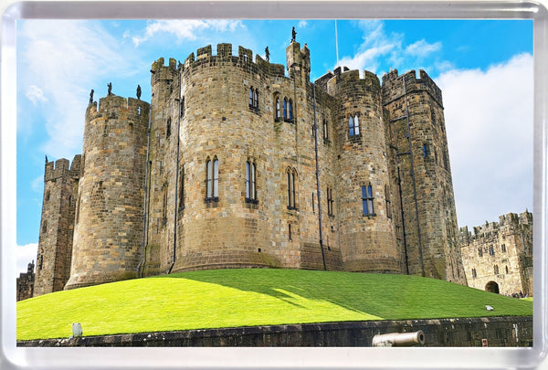 Jumbo Alnwick Castle Tower Grounds Fridge Magnet Sunny Day Blue Sky Cannon