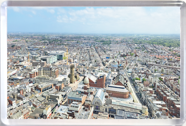 Jumbo Blackpool fridge magnet showing Blackpool Town Centre from the air taken from Blackpool Tower.