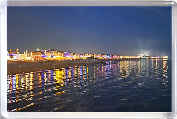 Jumbo Blackpool fridge magnet showing Blackpool promenade, illuminations and reflection in the sea.