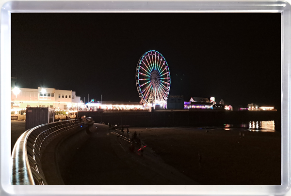 Jumbo Blackpool fridge magnet showing Central Pier at night lit up with the big wheel.