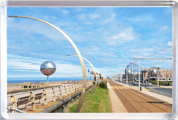 Jumbo Blackpool fridge magnet showing South Shore with the Pleasure Beach Big One in the distance.