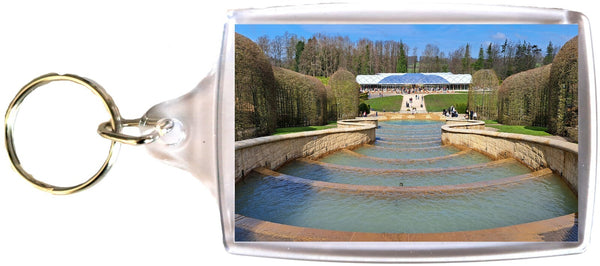 Large Alnwick Castle Garden Fountains Cafe Blue Sky Spring Keyring
