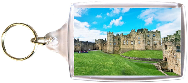 Large Alnwick Castle Tower Grounds Keyring Sunny Day