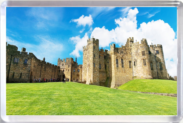 Large Alnwick Castle Tower & Grounds fridge magnet Sunny Day