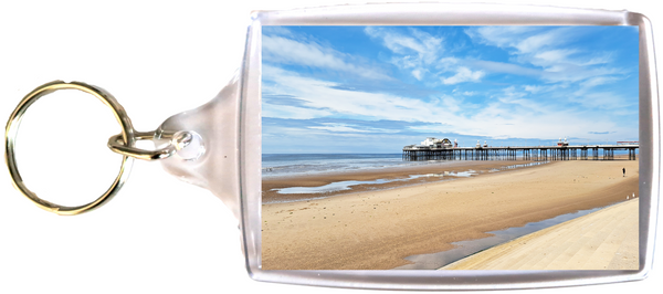 Large Blackpool Keyring Showing Blackpool North Pier, Beach, Sea and Blue Sky