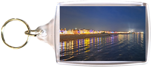 Large Blackpool Keyring showing Blackpool promenade, illuminations and reflection in the sea.